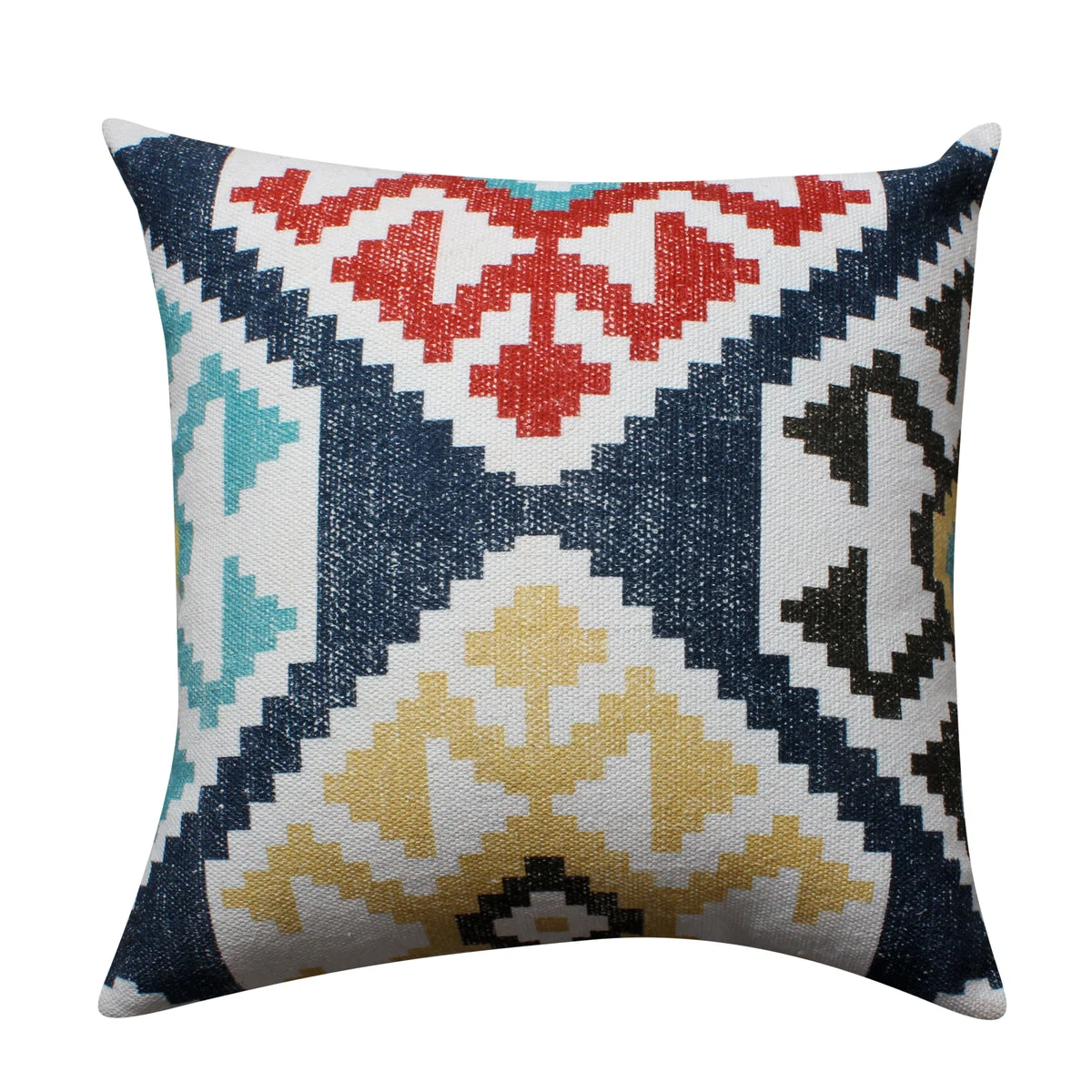 Benzara BM221674 24 x 24 Kilim Printed Handwoven Cotton Accent Pillow, Multicolor