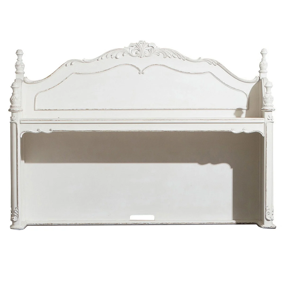 Benzara Traditional Design Writing Hutch with Carving Details, Antique White