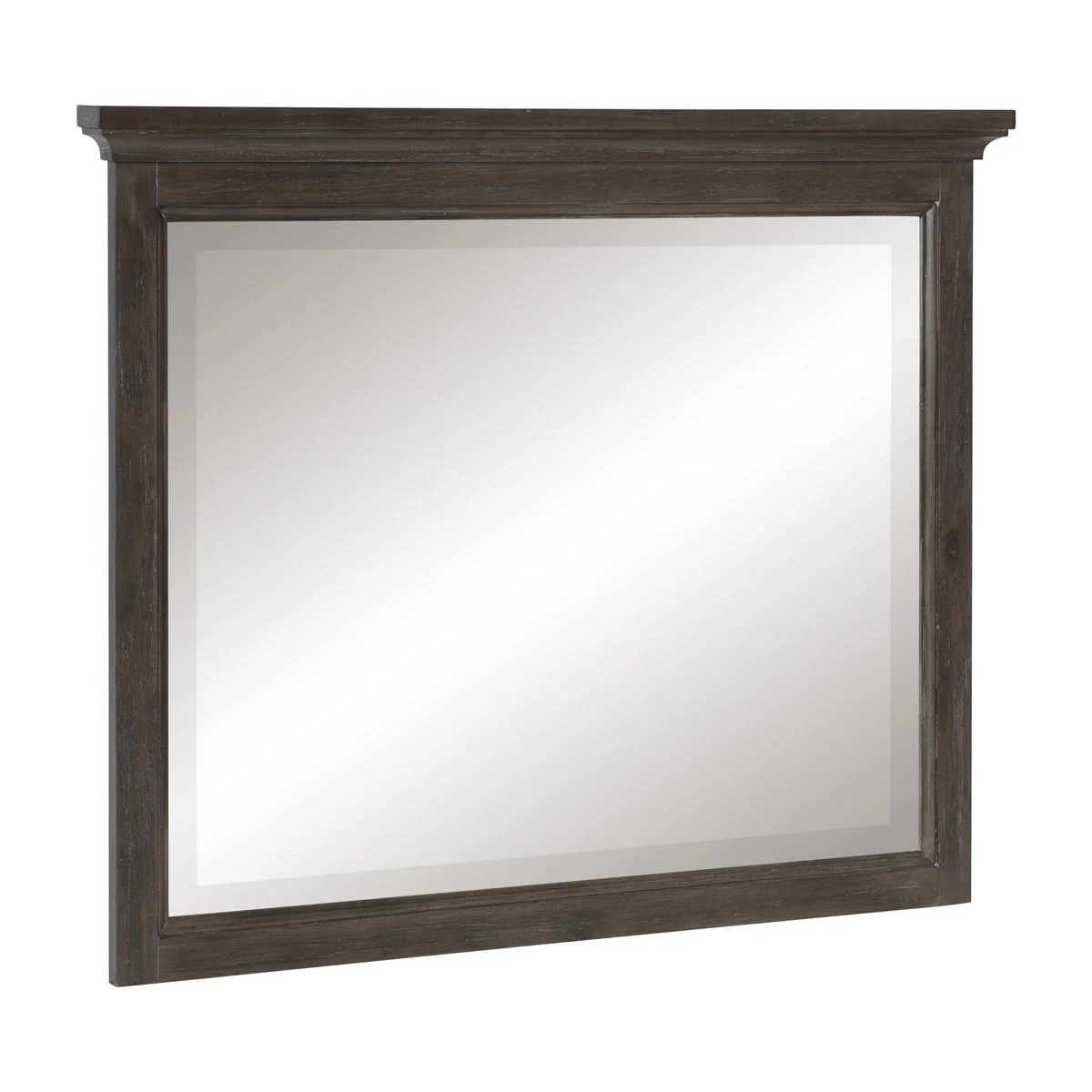 Benzara Rectangular Mirror with Wooden Frame and Molded Details, Weathered Brown