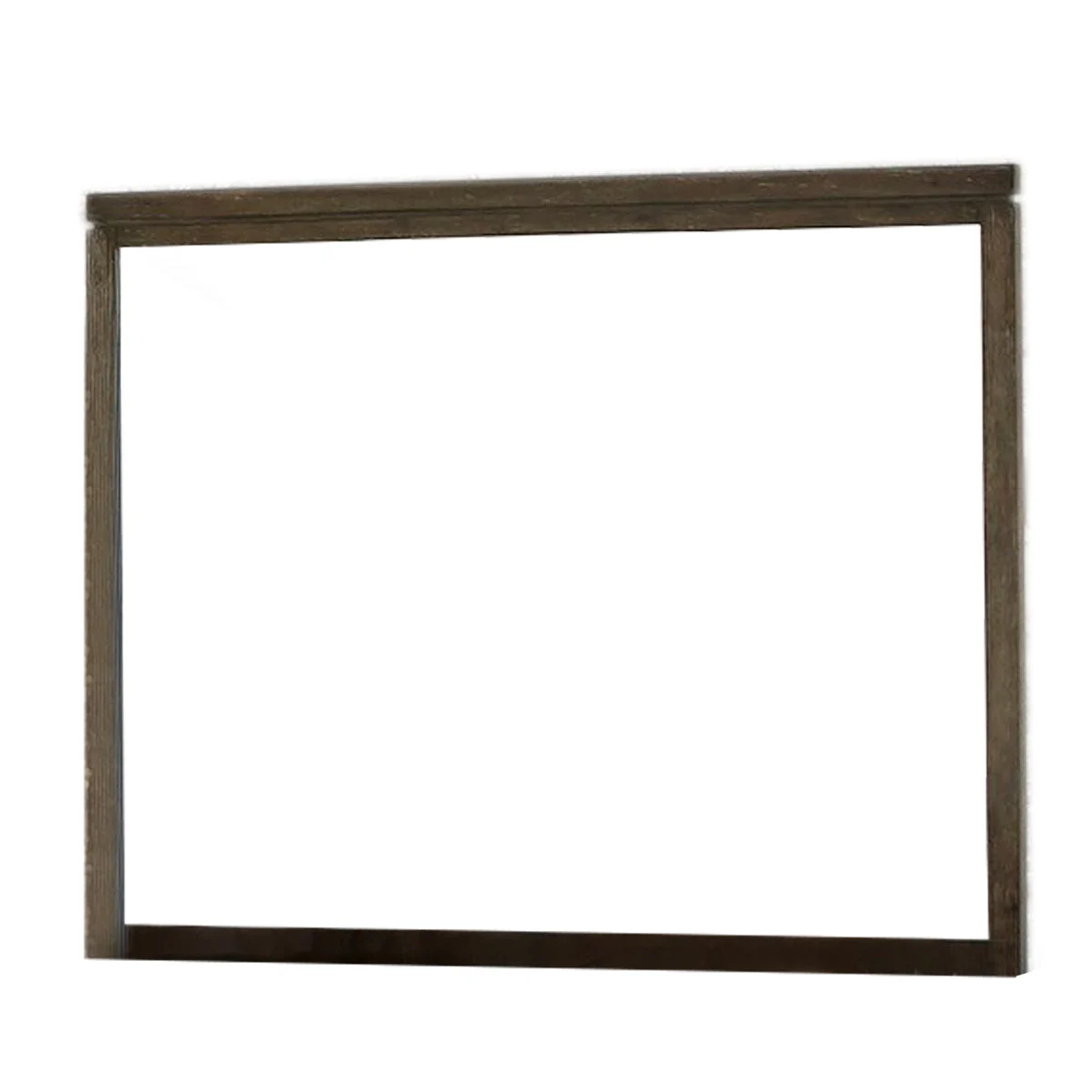 Benzara Rough Hewn Saw Textured Wooden Frame Mirror with Trim top, Brown and Silver