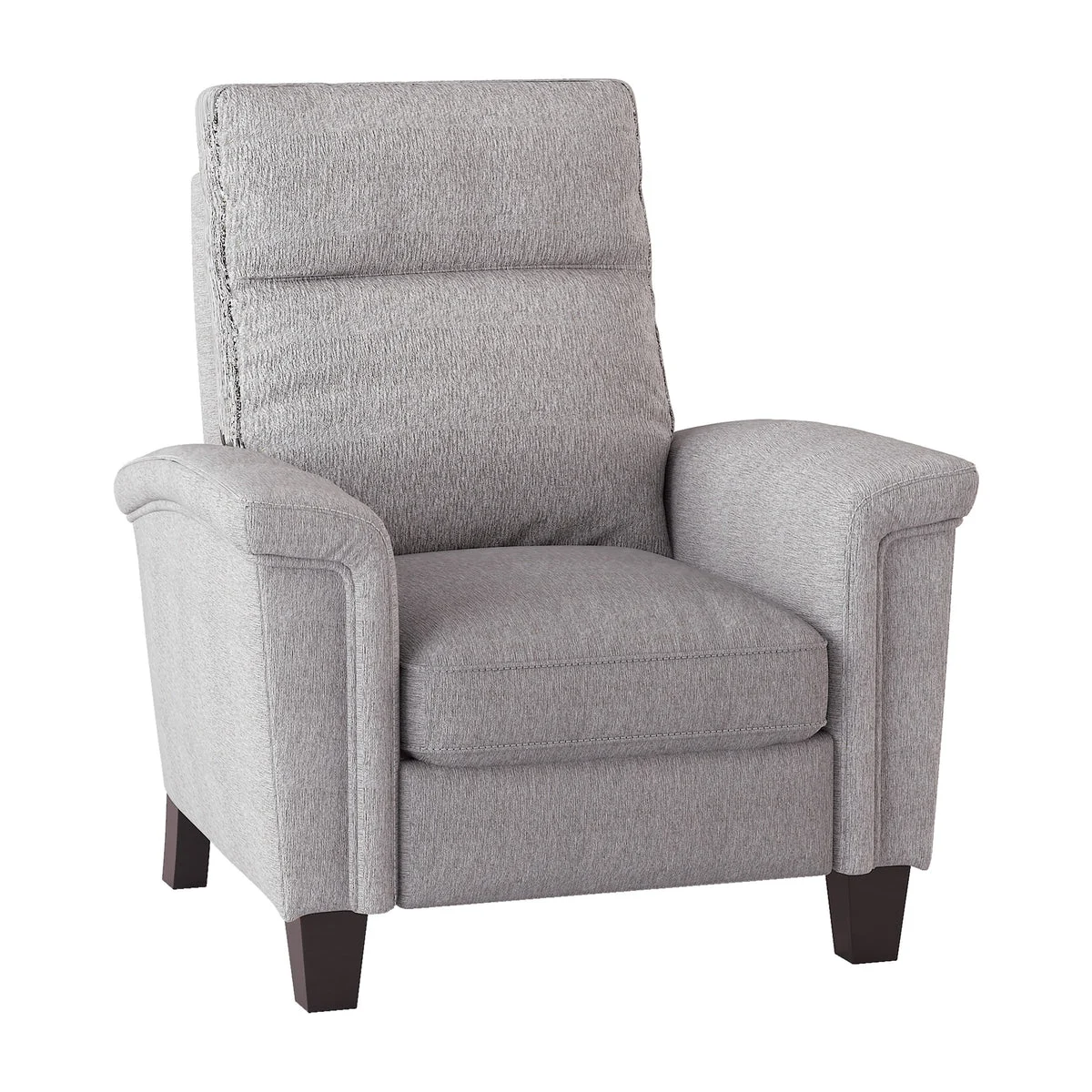 Benzara Wooden Push Back Reclining Chair with Tapered Block Feet, Gray