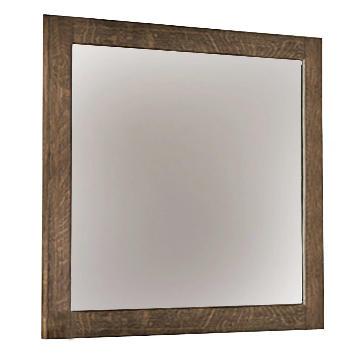 Benzara Square Bevel Mirror with Natural Wooden Grain Texture Finish, Brown
