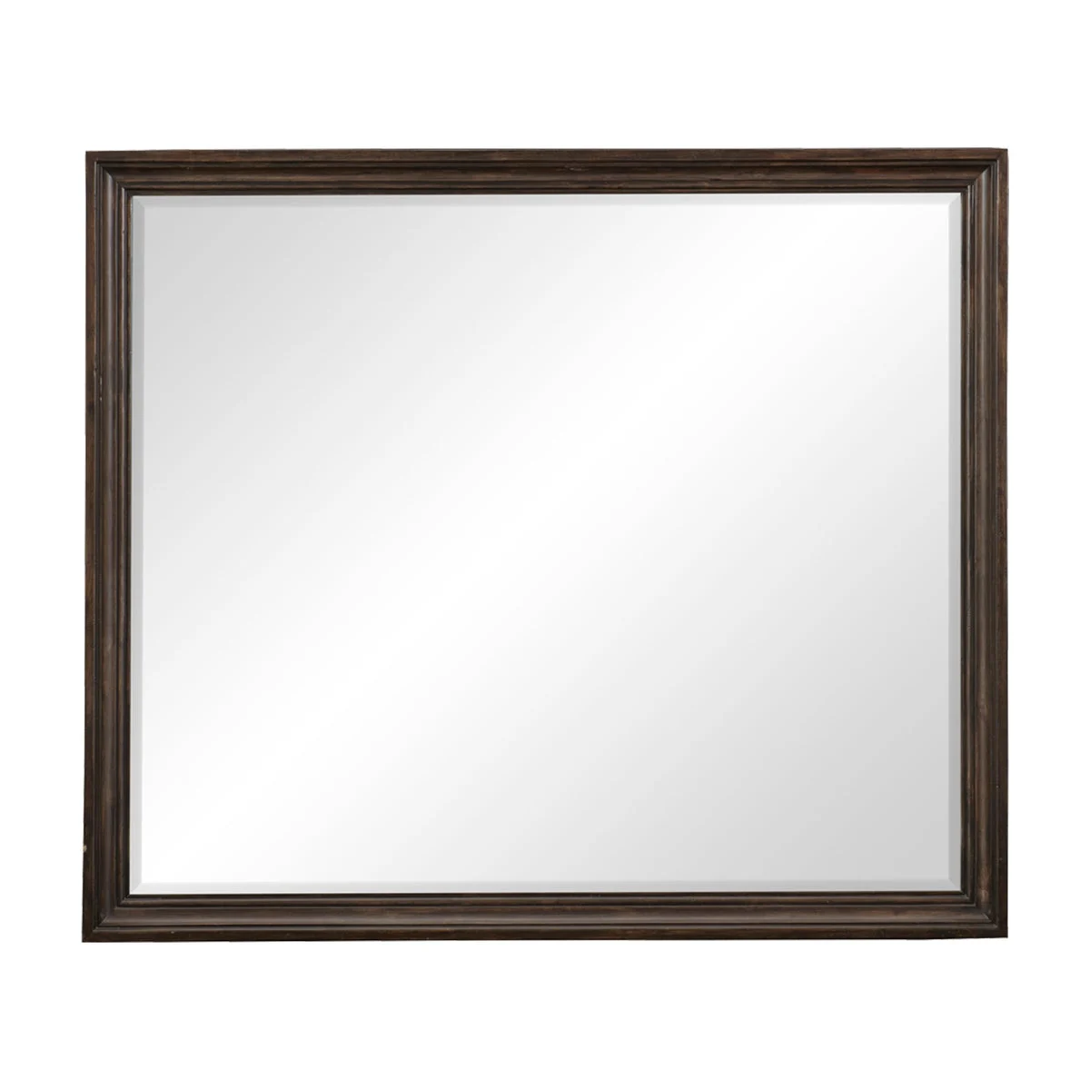 Benzara Wooden Square Mirror with Molded Details and BevelLed Edges, Brown