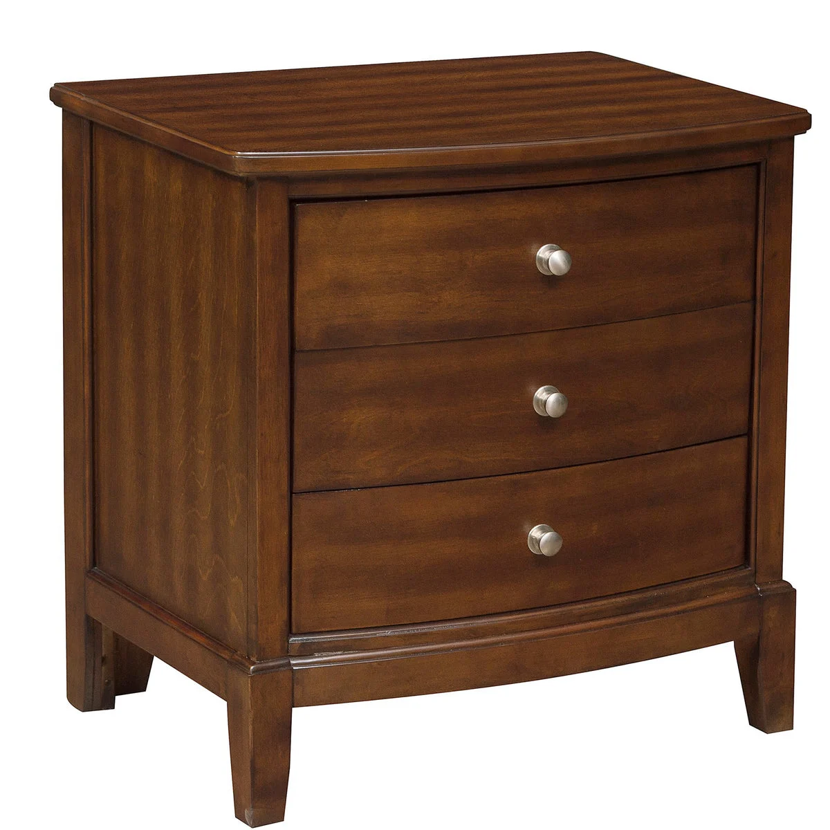 Benzara Wooden Nightstand with 3 Spacious Drawers and Knobs, Brown
