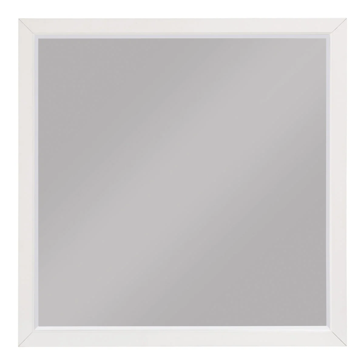 Benzara Transitional Style Square Wooden Frame Mirror, White