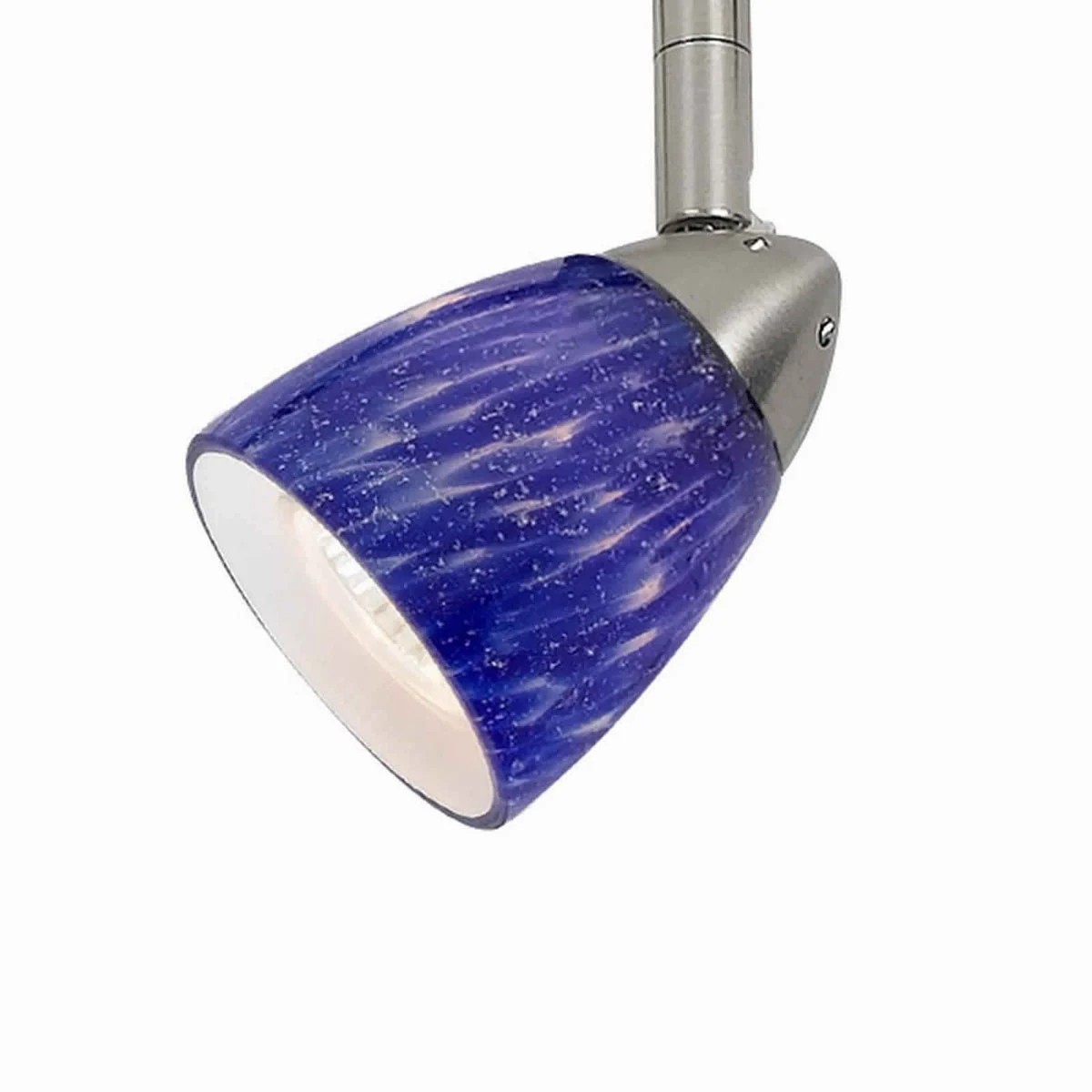 Benzara 50 Watt Track Fixture with Handblown Glass Shade, Silver and Blue