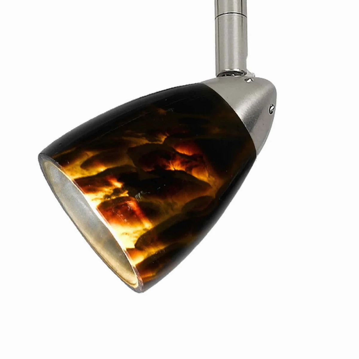 Benzara 50 Watt Track Fixture with Handblown Glass Shade, Silver and Brown