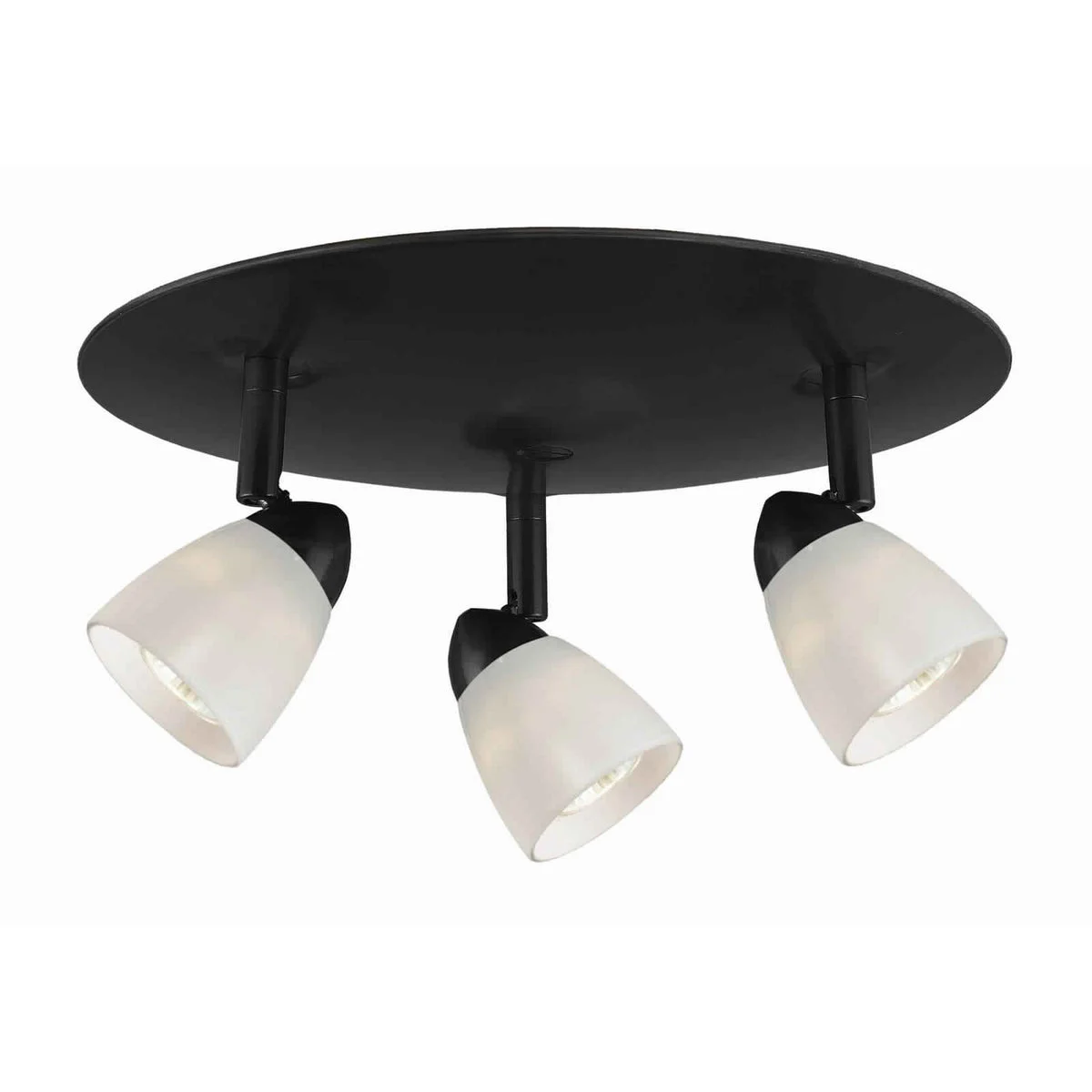Benzara 3 Light Glass Shade 120V Metal Ceiling Fixture, Set of 4, Black and White