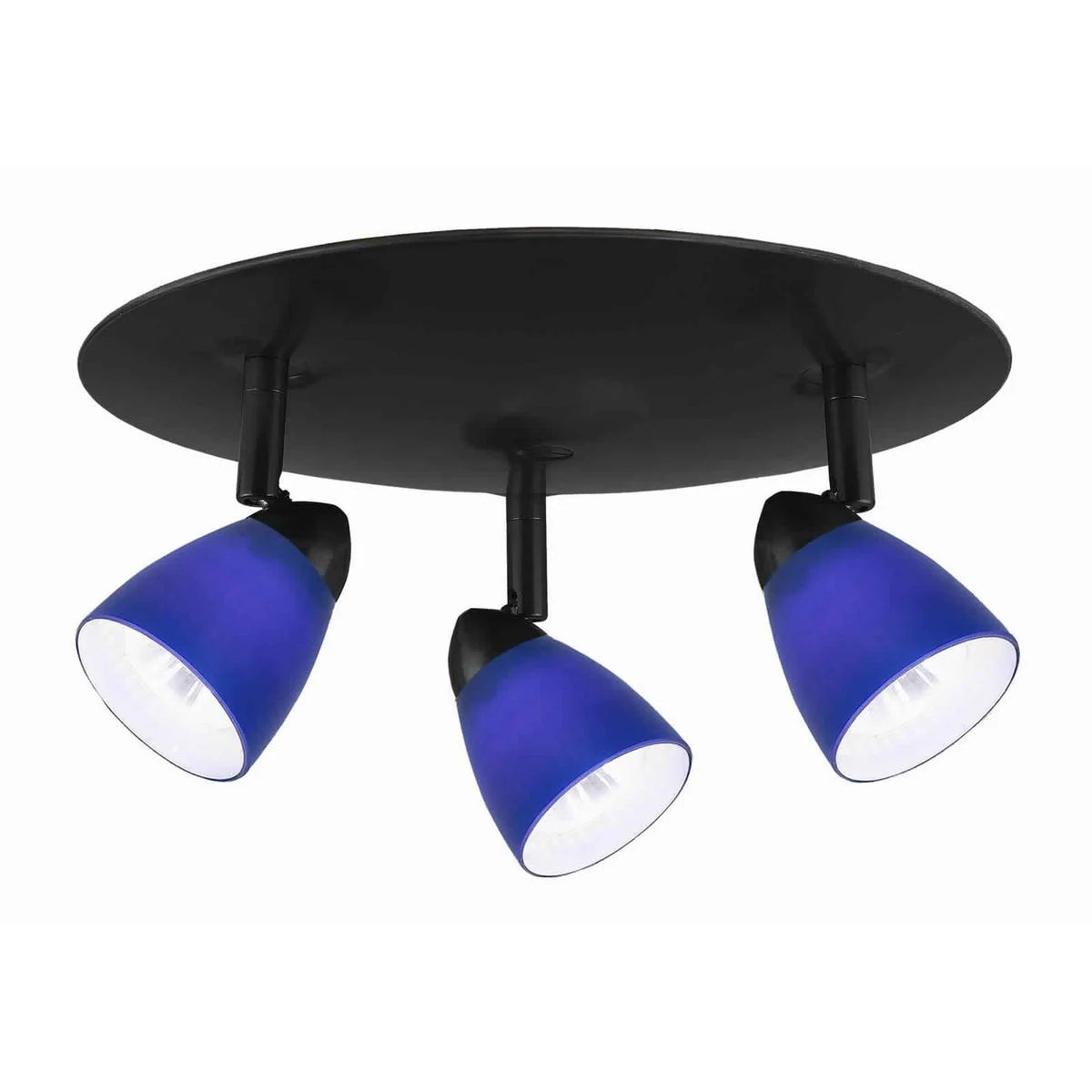 Benzara 3 Light Glass Shade 120V Metal Ceiling Fixture, Black and Blue