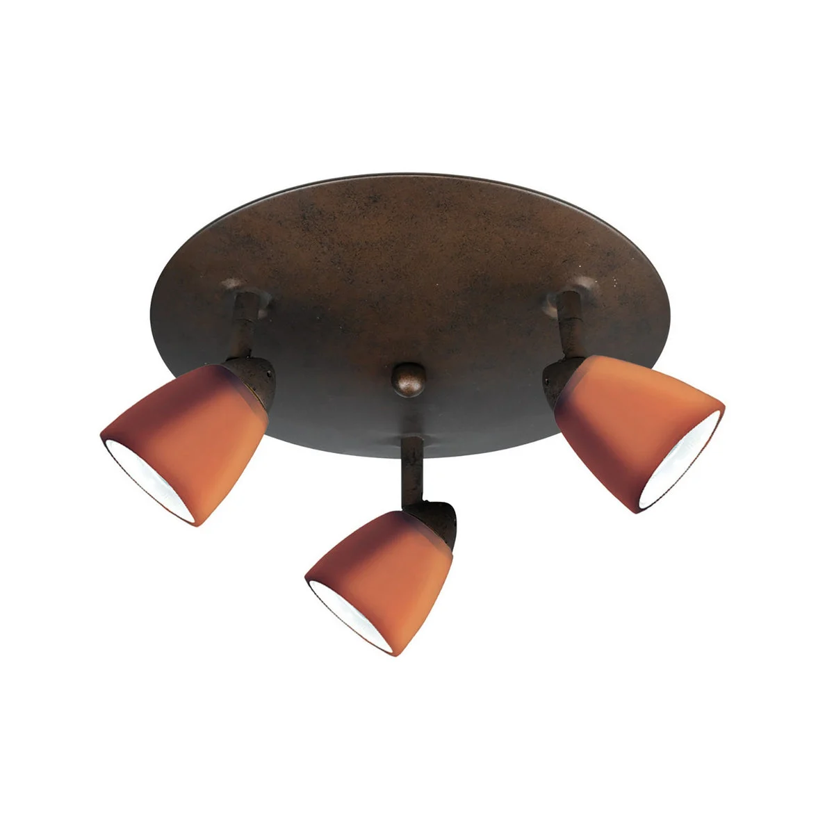 Benzara 3 Light Glass Shade 120V Metal Ceiling Fixture, Bronze and Orange