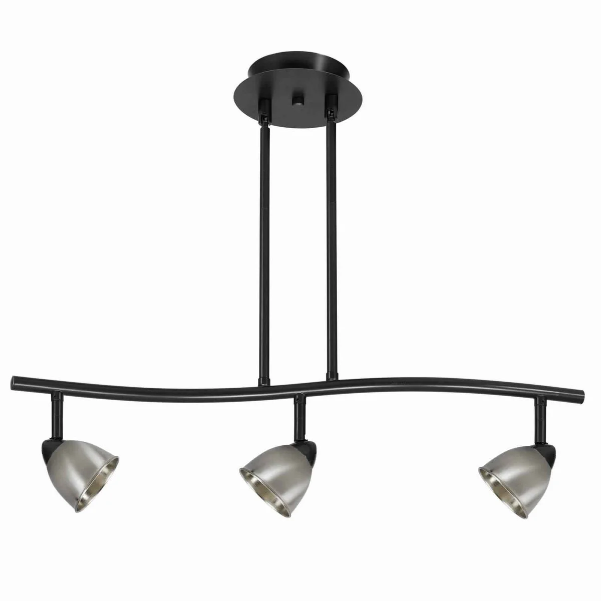 Benzara 3 Light 120V Metal Track Light Fixture, Black and Silver