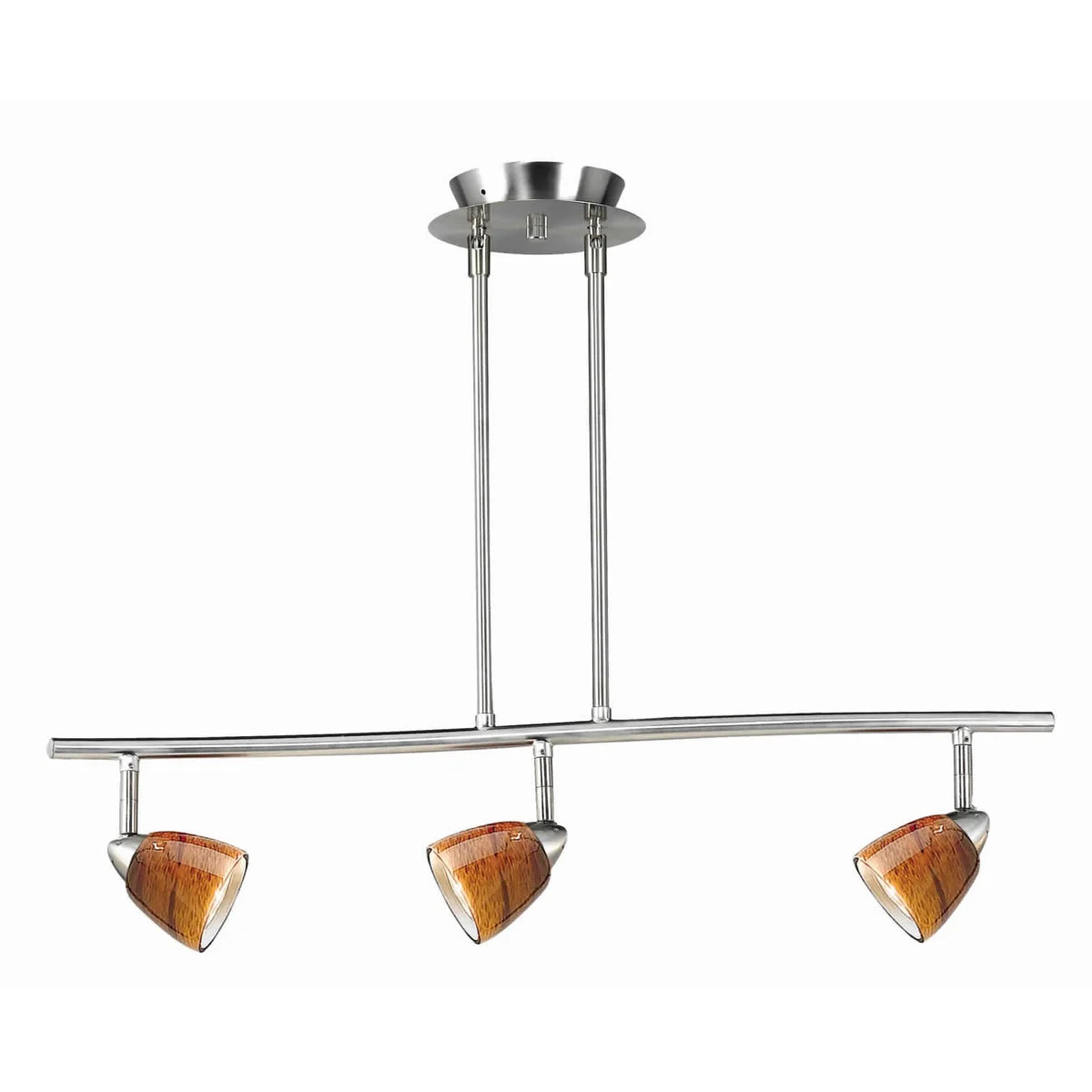 Benzara 3 Light 120V Metal Track Light Fixture with Glass Shade, Silver and Yellow