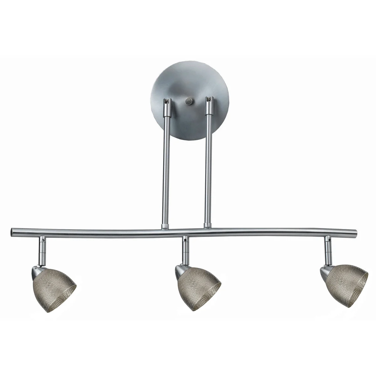 Benzara 3 Light 120V Metal Track Light Fixture with Mesh Shade, Silver
