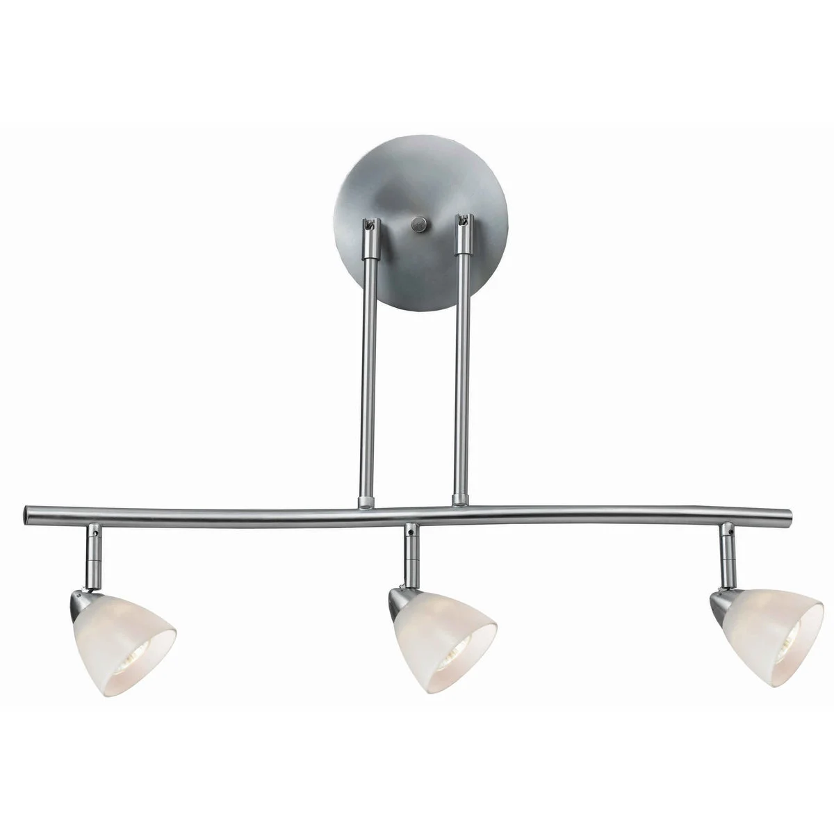 Benzara 3 Light 120V Metal Track Light Fixture with Glass Shade, White and Silver