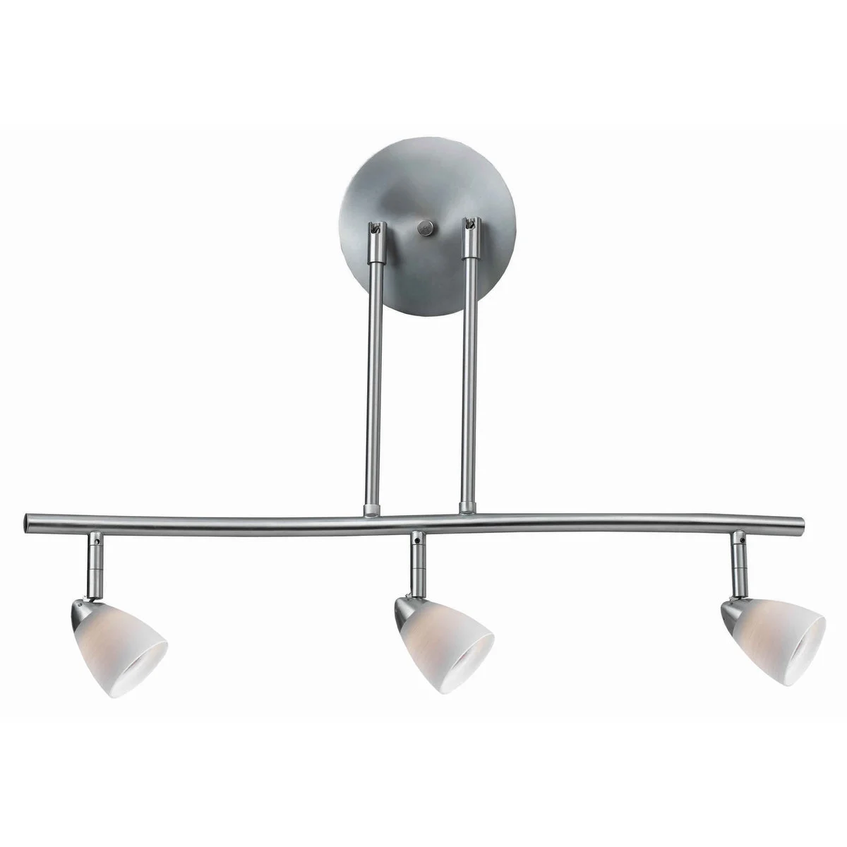 Benzara 3 Light 120V Metal Track Light Fixture with Glass Shade, Silver and White
