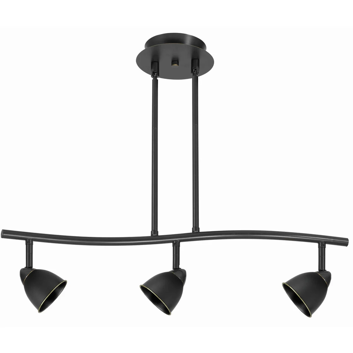 Benzara 3 Light 120V Metal Track Light Fixture with Round Shade, Black