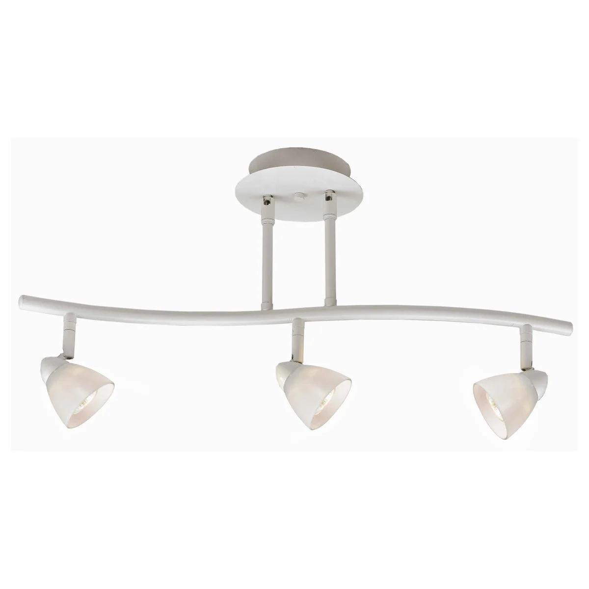 Benzara 3 Light 120V Metal Track Light Fixture with Glass Shade, White
