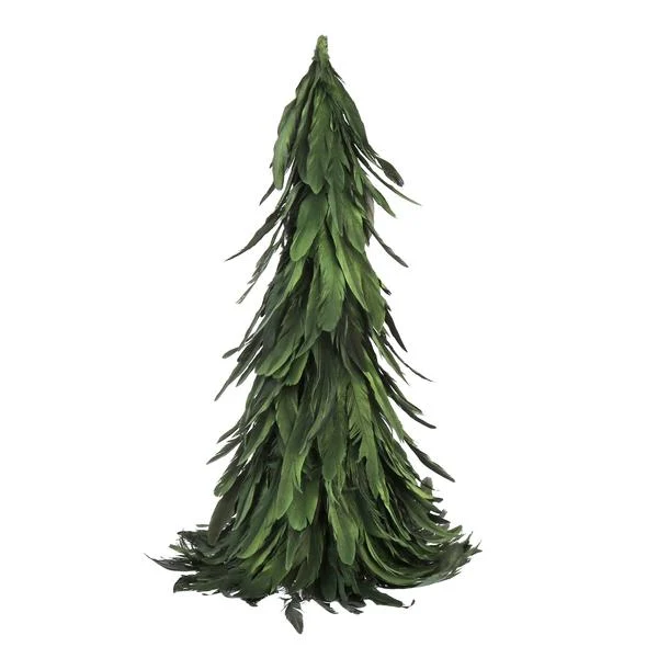 Benzara Nature Inspired decorative Feather Tree with Painted Details, Medium, Green