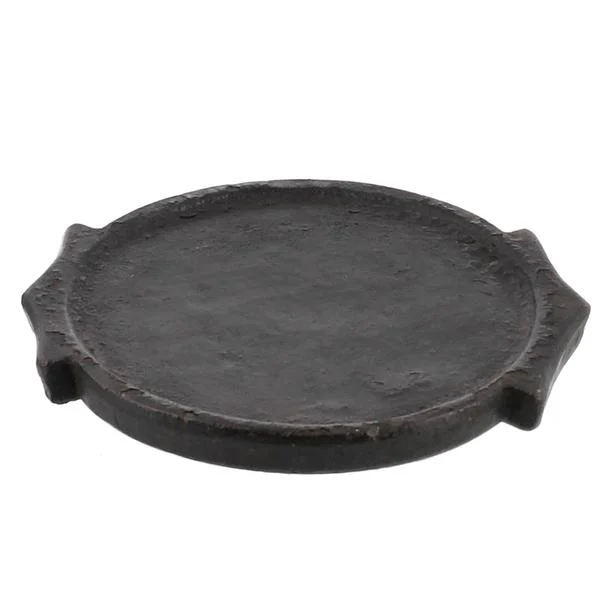 Benzara Circular Stone Plate with Handles and Textured Details, Black