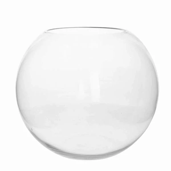 Benzara Grand Sphere Shaped Glass Bowl with Thick Wall Construction, Transparent