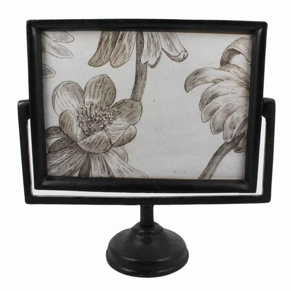 Benzara Transitional Style Metal Rectangular Picture Frame with Base Stand, Set of 2, Black