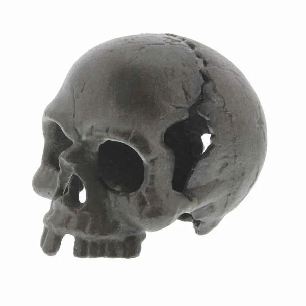 Benzara Modern Style Metal Jawless Skull, Set of 2, Black