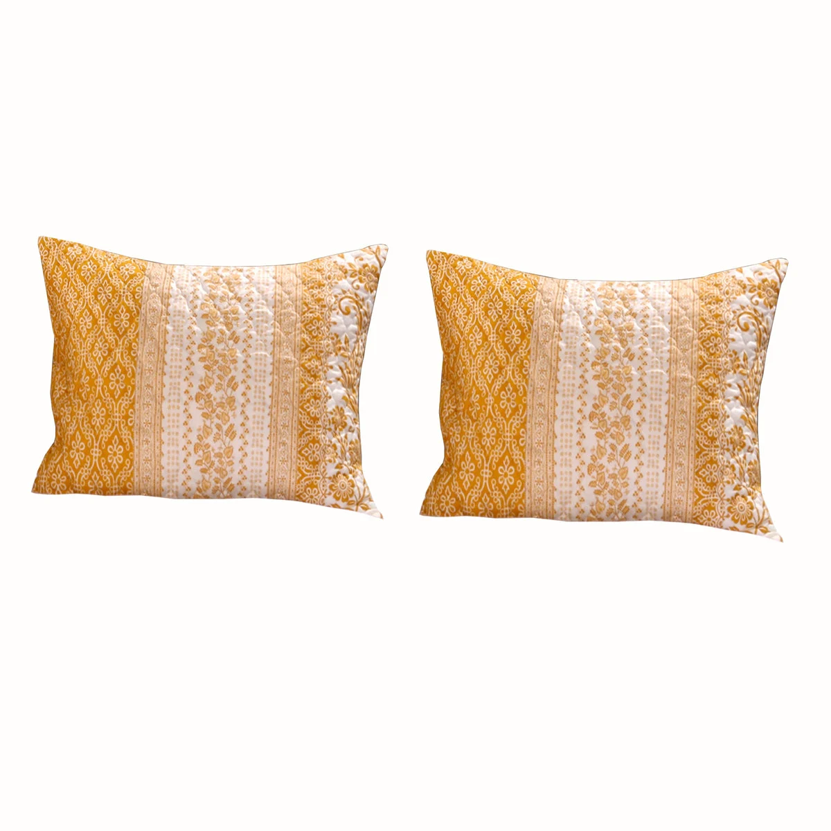 Benzara 36 x 20 Fabric King Pillow Sham with Floral Motif, White and Orange
