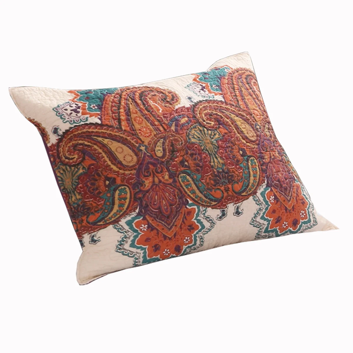 Benzara 26 x 20 Standard Cotton Pillow Sham with Jacobean Print, Multicolor