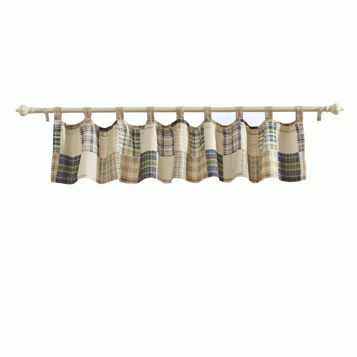 Benzara Plaid Square and Striped Pattern Window Valance, Setof 4, Multicolor
