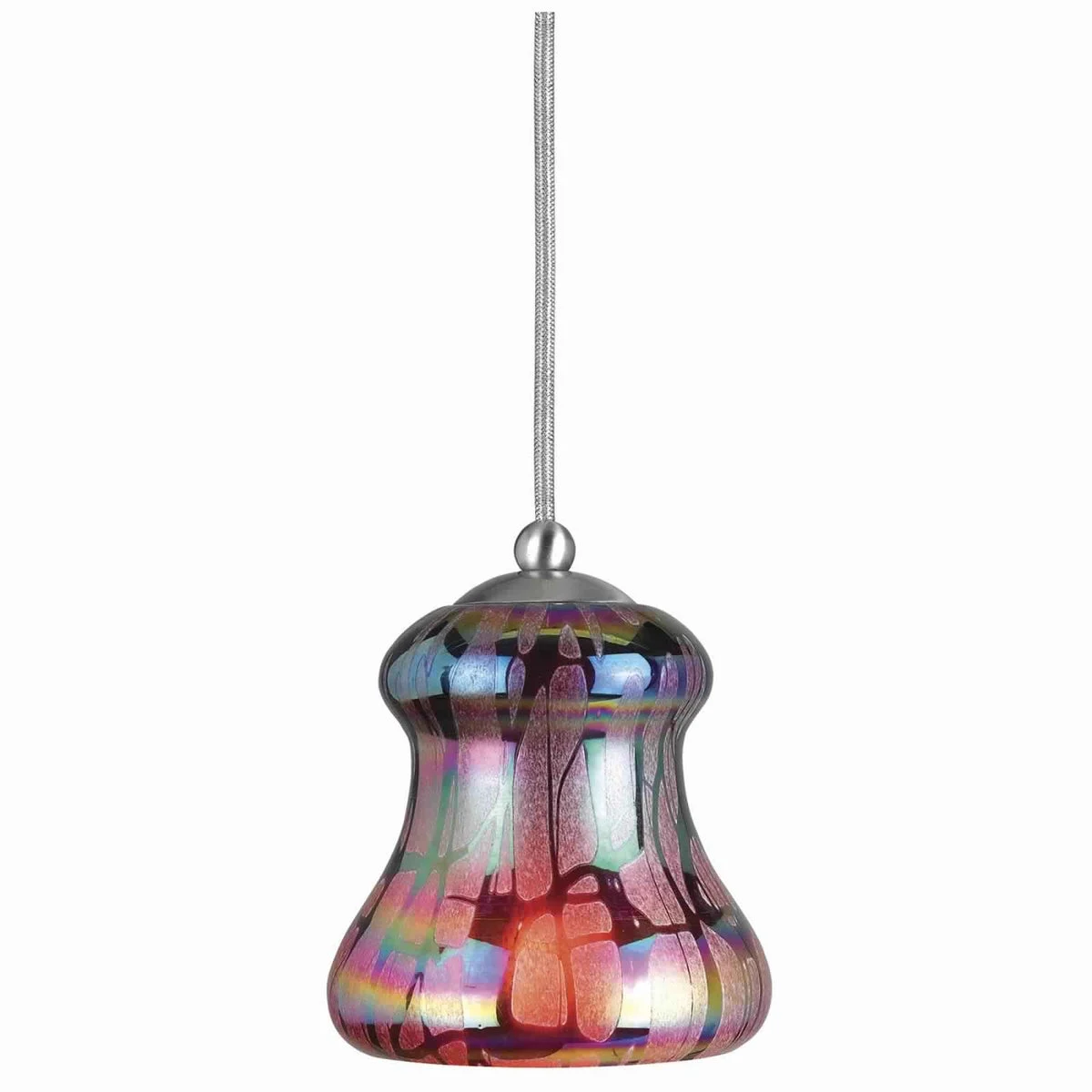 Benzara Bell Design Glass Shade Pendant Lighting with Canopy, Multicolor