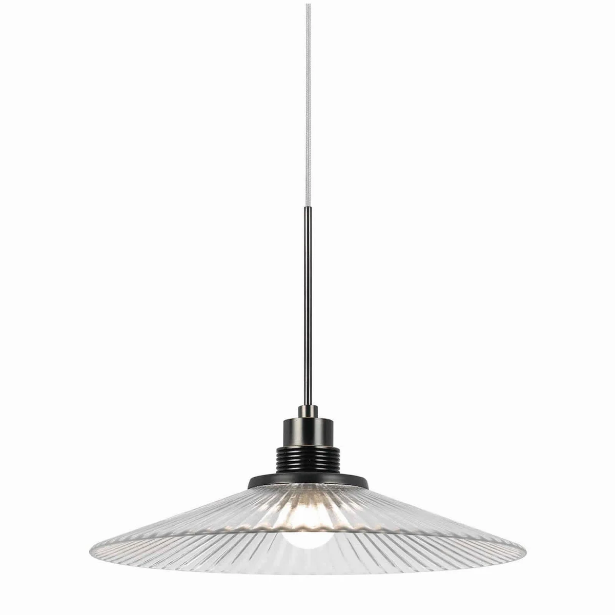 Benzara 9W Dimmable Led Glass Shade Pendant Lighting with Canopy, Black and Clear