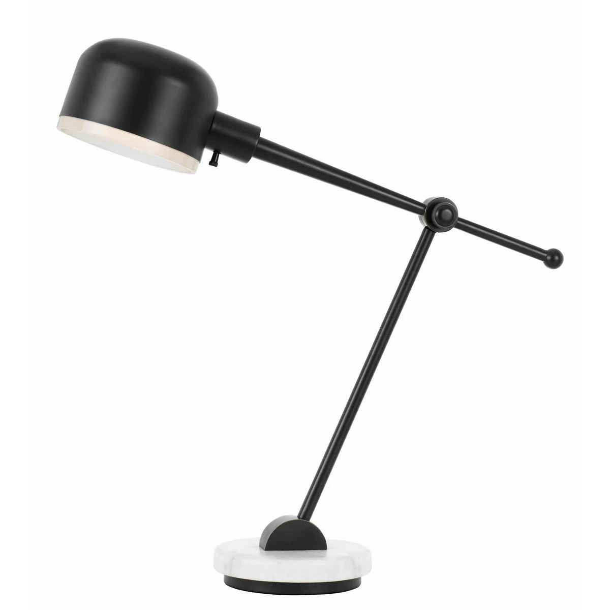 Benzara 60 Watt Metal Frame Desk Lamp with Adjustable Head, Black and White