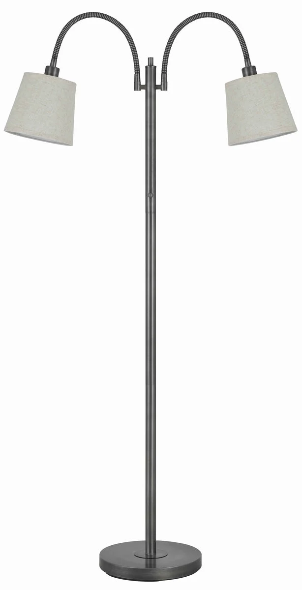 Benzara 40 X 2 Watt Metal Frame Floor Lamp with Gooseneck, Off White and Gray