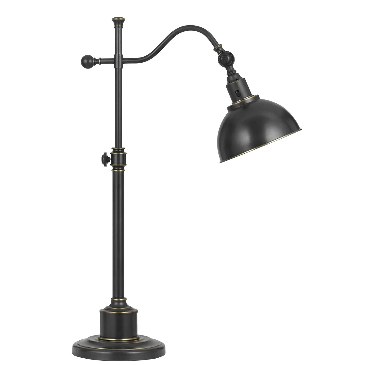 Benzara Metal Table Lamp with Adjustable Height and Round Base, Black