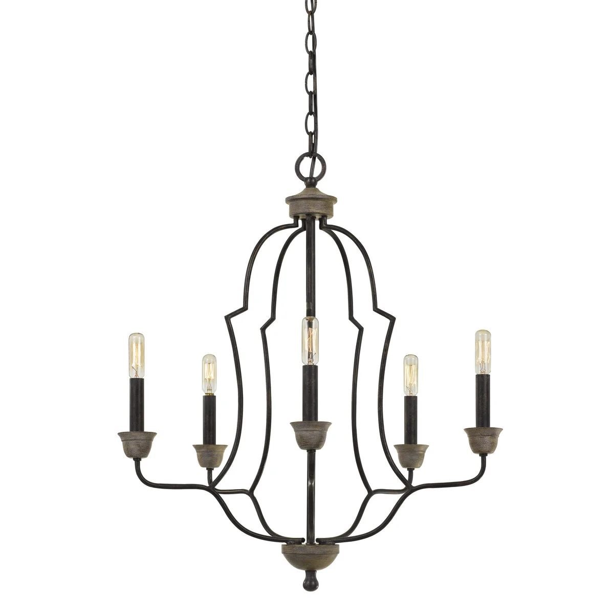 Benzara Sculpted Metal Frame Chandelier with Candelabra Base Sockets, Black