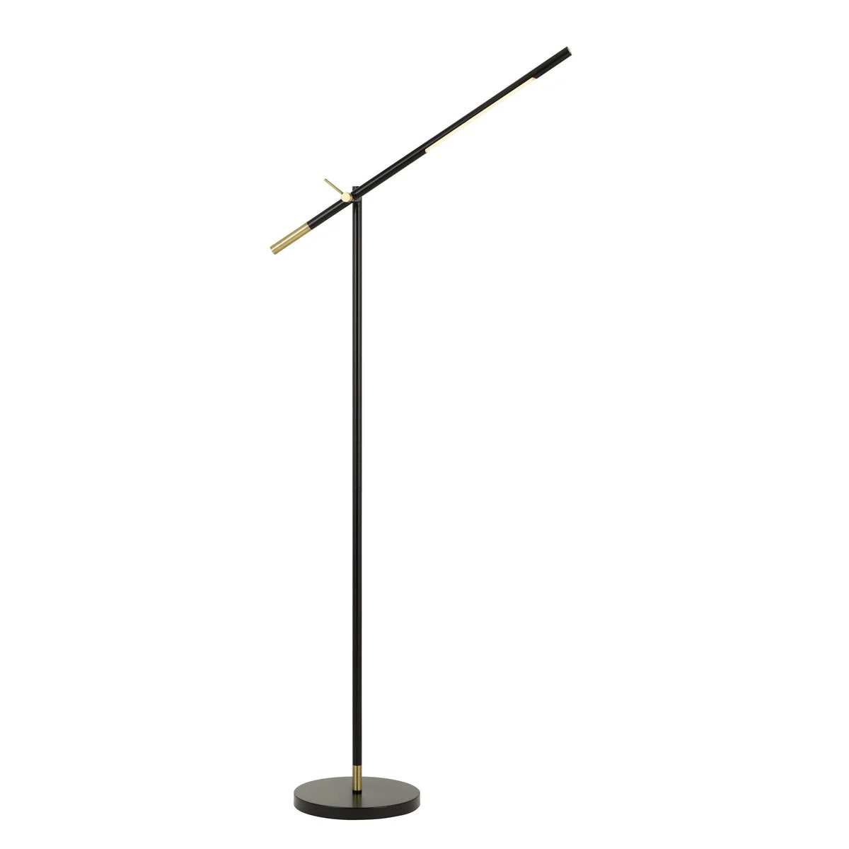 Benzara 10 Watt Adjustable Metal Frame Floor Lamp, Black and Brass