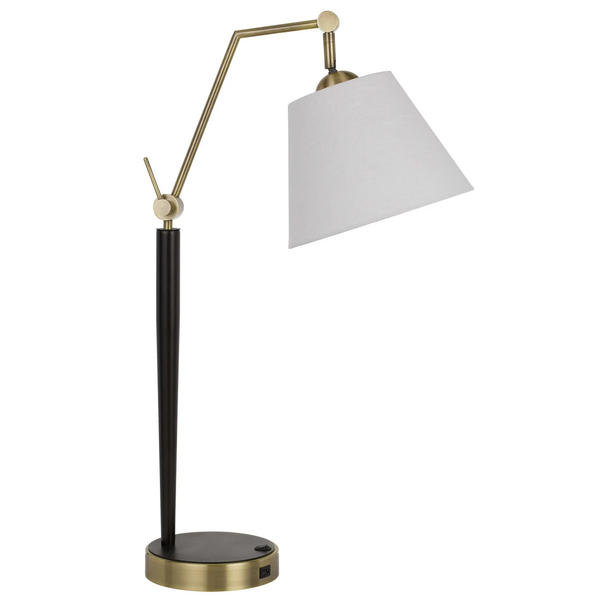 Benzara Downbridge Design Metal Desk Lamp with 2 USB Ports, White and Black