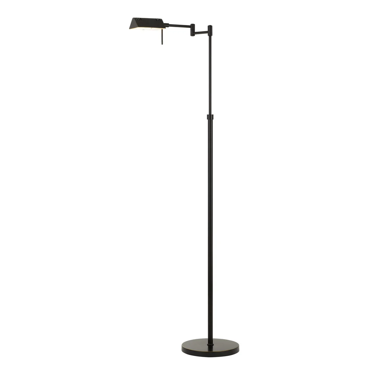 Benzara 10W Led Adjustable Metal Floor Lamp with Swing Arm, Black