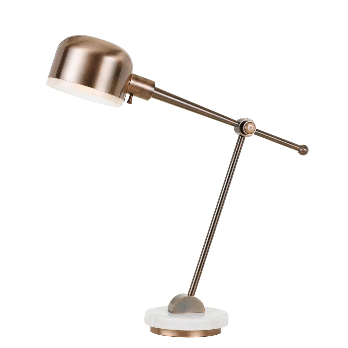 Benzara 60W Contemporary Metal Desk Lamp with Round Shade and Marble Base, Copper