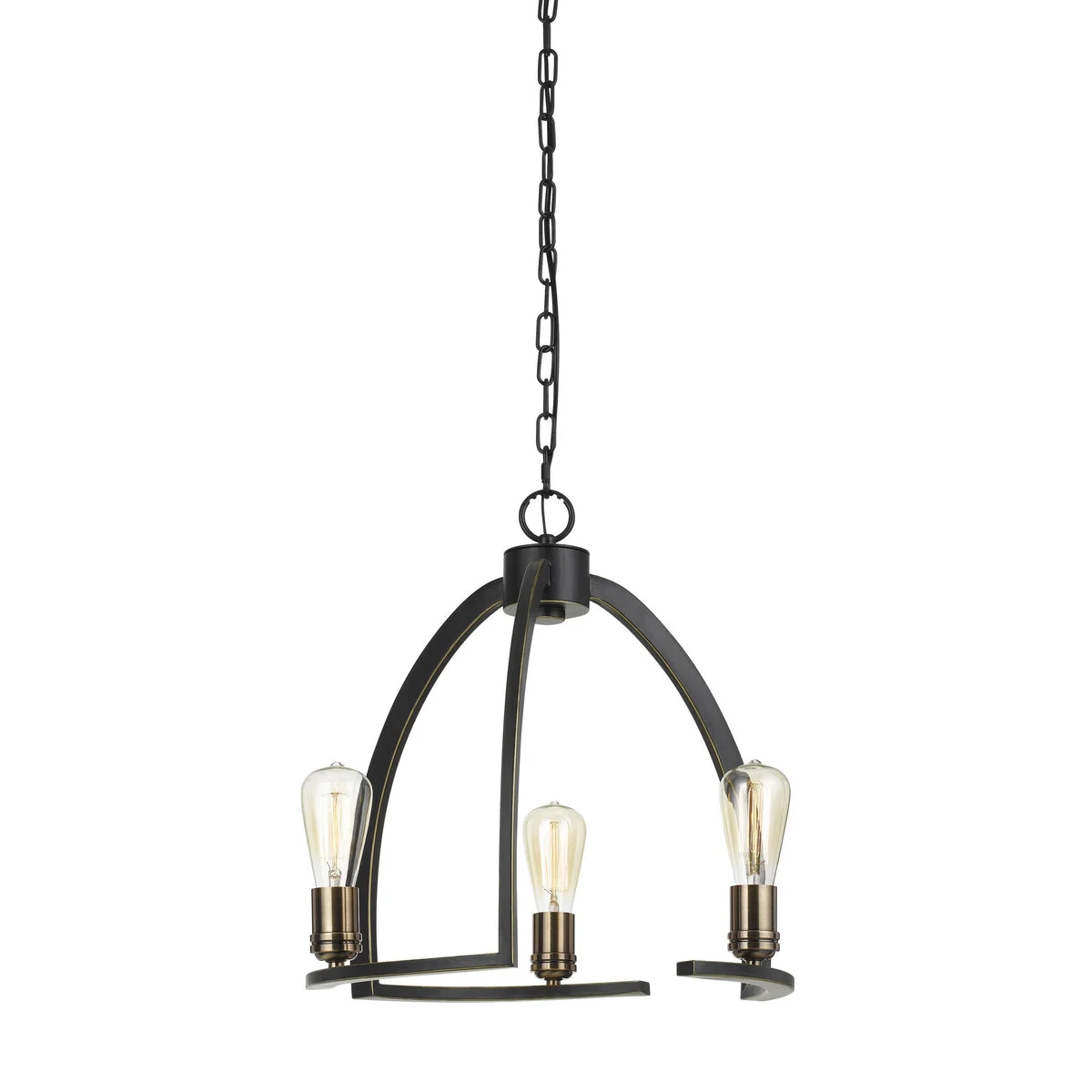 Benzara 3 Coinciding Metal Chandelier with 6 Feet Chain, Black