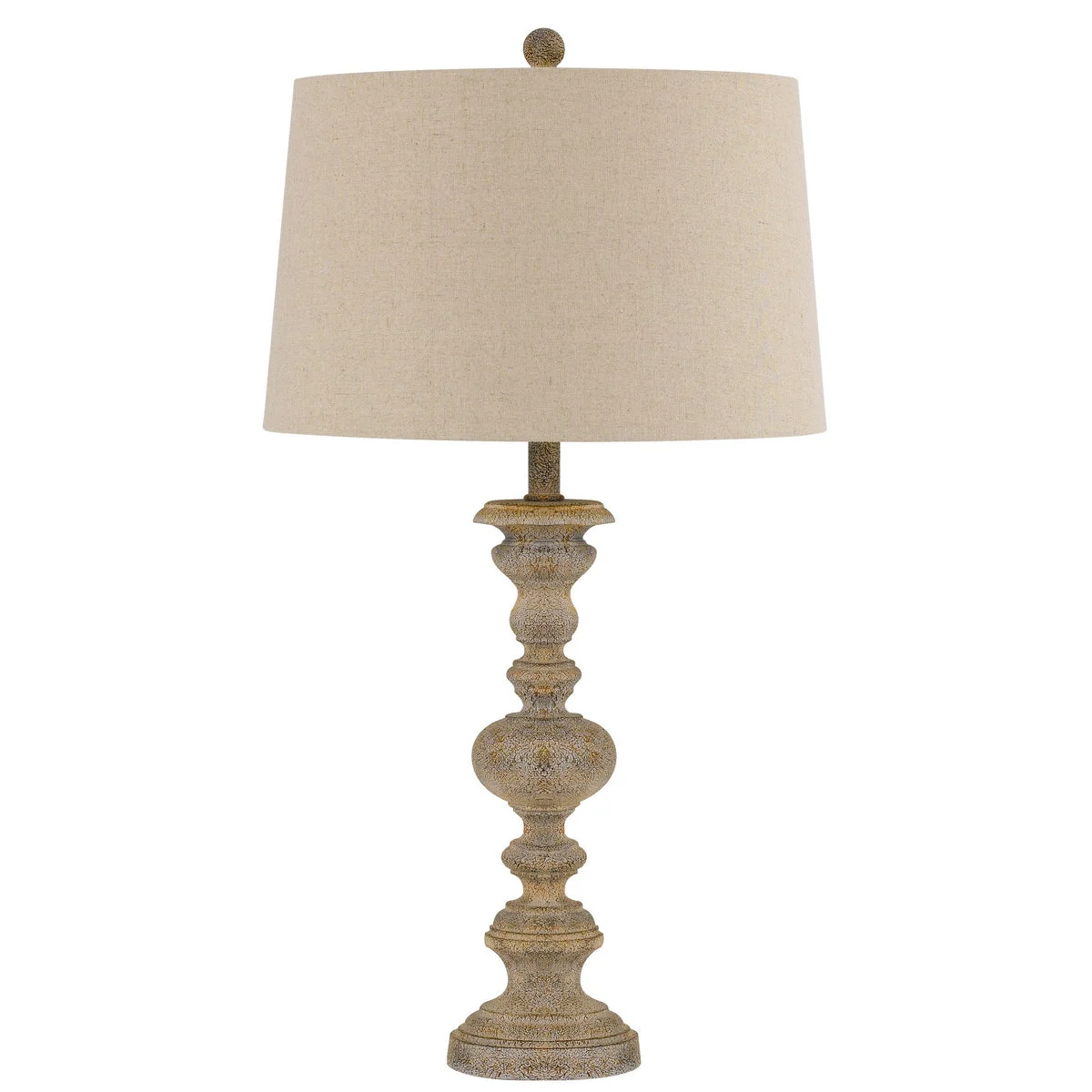 Benzara Resin Table Lamp with Turned Pedestal Body and Fabric Shade, Set of 2,Beige