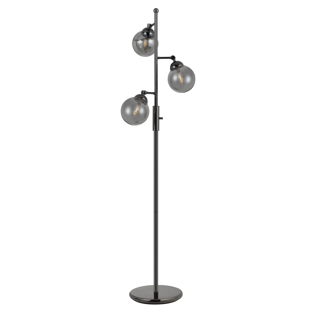 Benzara Industrial Metal Body Table Lamp with Three Glass Ball Shades, Black
