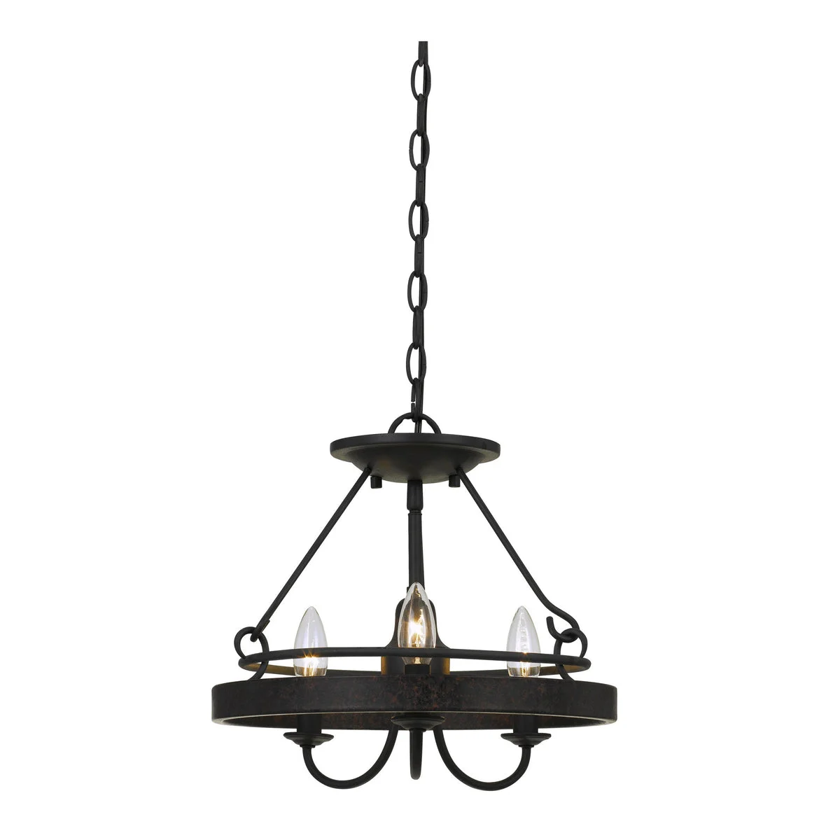 Benzara 60 X 3 Watt Metal Frame Pendant with Hardwired Switch, Textured Gray