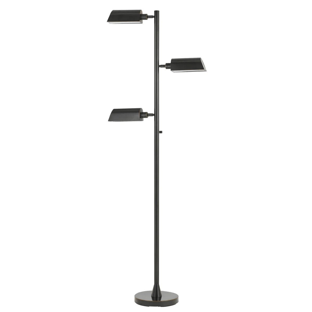 Benzara Metal Floor Lamp with 3 Swivel Heads and Round Base, Black