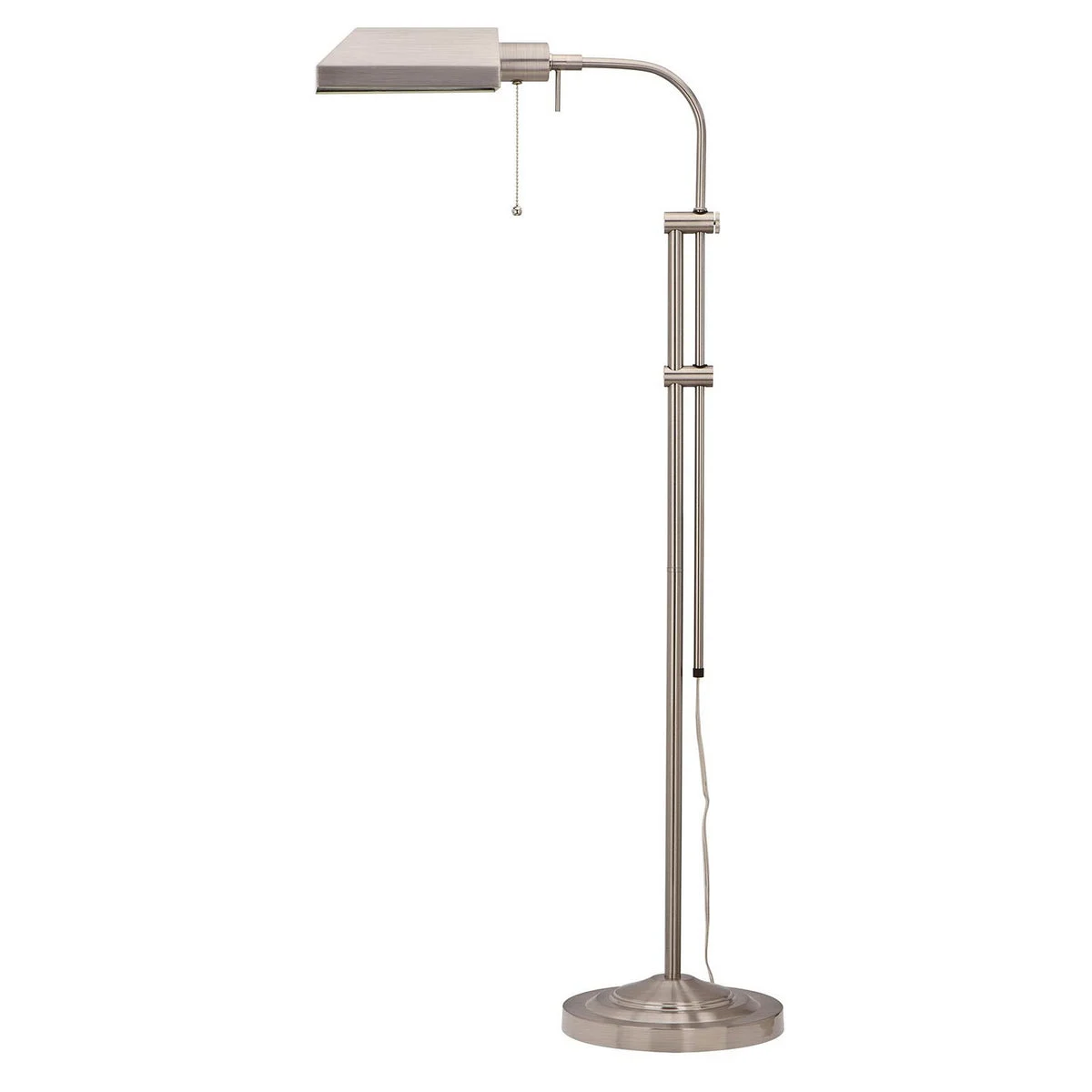 Benzara Metal Rectangular Floor Lamp with Adjustable Pole, White