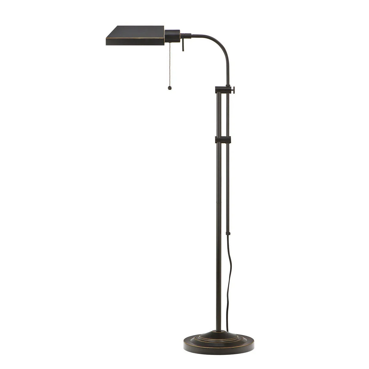 Benzara Metal Rectangular Floor Lamp with Adjustable Pole, Black