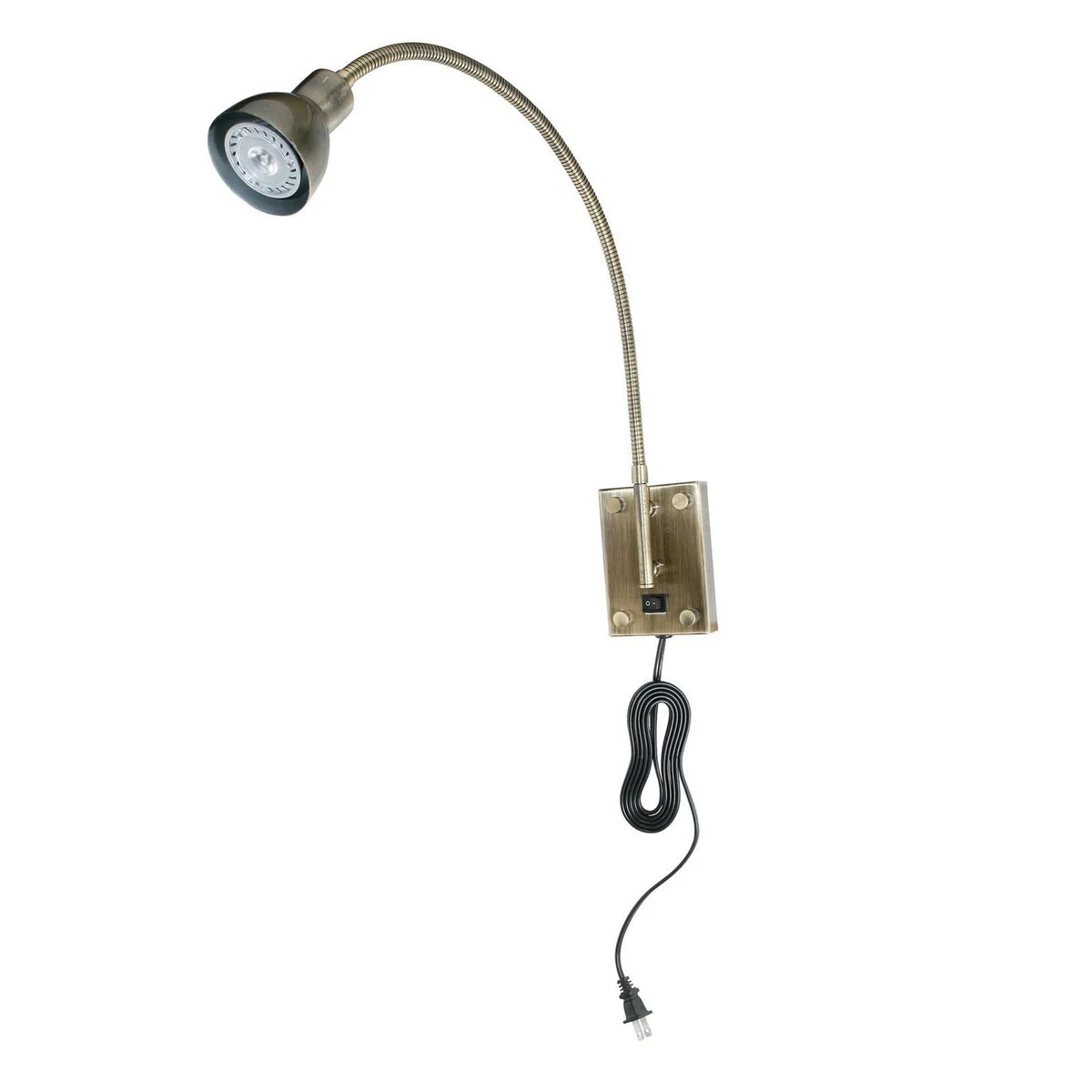 Benzara Metal Round Wall Reading Lamp with Plug In Switch, Silver and Gray
