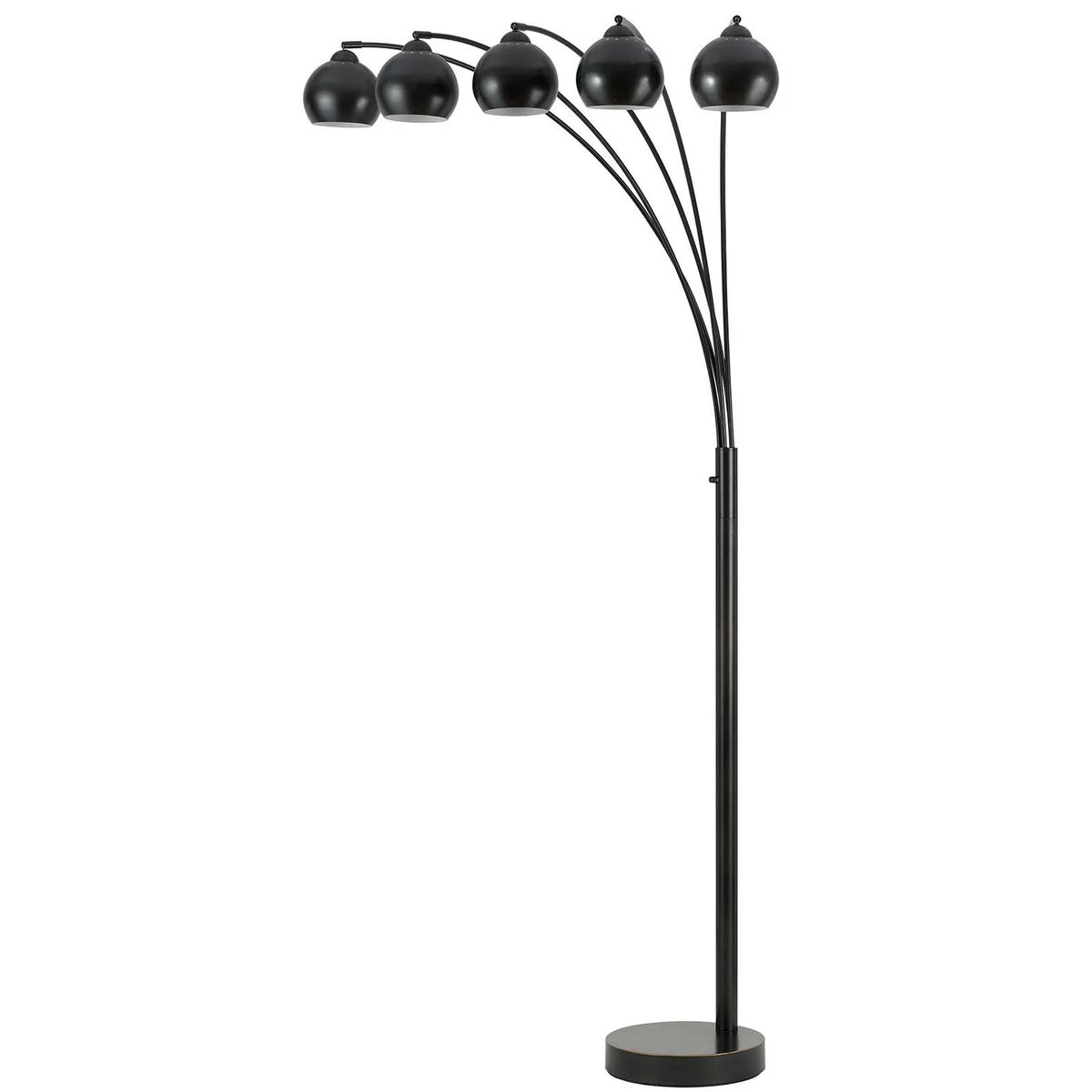 Benzara Metal Round 5 Arched Floor Lamp with Uno Style Shade, Dark Bronze