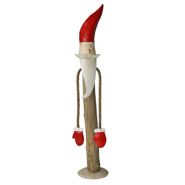 Benzara Metal Santa Claus Accentdecor with Interwoven Rope Hands,Large,Multicolor