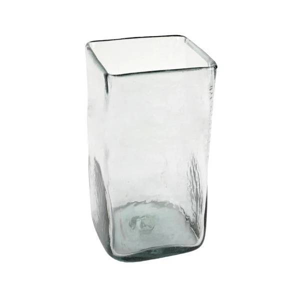 Benzara Recycle Glass Frame Vase with Concave Edge, Medium, Clear